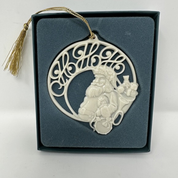 Lenox Porcelain Santa Ornament Ho Ho Ho Gold Tassel Holiday Christmas Gift Boxed - Picture 1 of 6